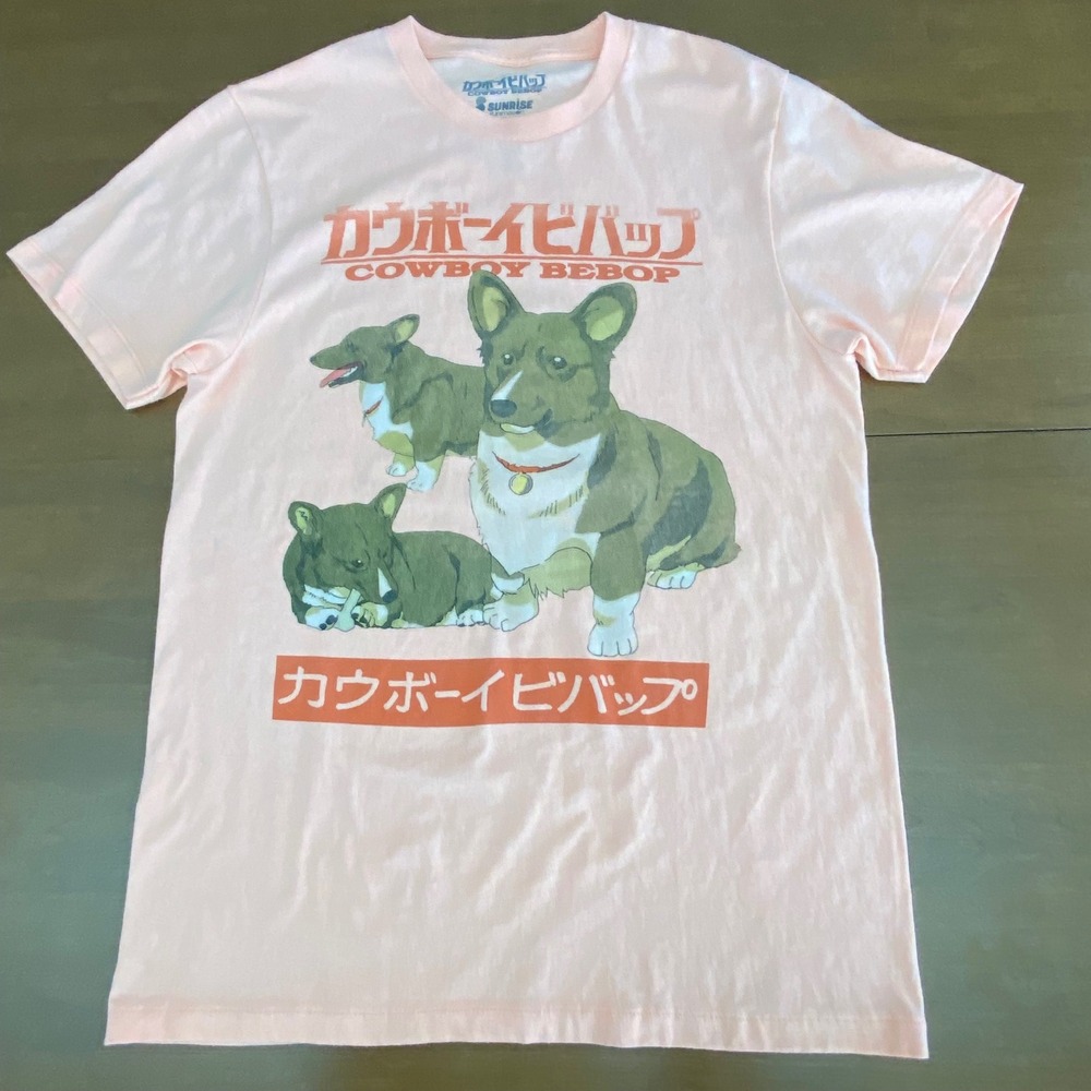 Cowboy Bebop Ein Corgi Graphic T-Shirt Orange Peach Sunrise Funimation  Medium
